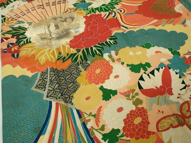 平和屋本店●極上　アンティーク　大正ロマン　振袖　駒刺繍　薬玉花文　金銀糸　逸品　DZAB4371kh6_5