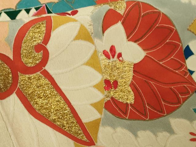 平和屋本店●極上　アンティーク　大正ロマン　振袖　駒刺繍　薬玉花文　金銀糸　逸品　DZAB4371kh6_7