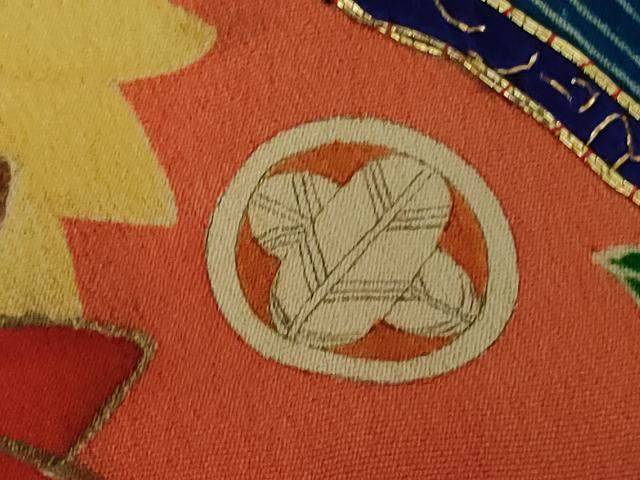 平和屋本店●極上　アンティーク　大正ロマン　振袖　駒刺繍　薬玉花文　金銀糸　逸品　DZAB4371kh6_8