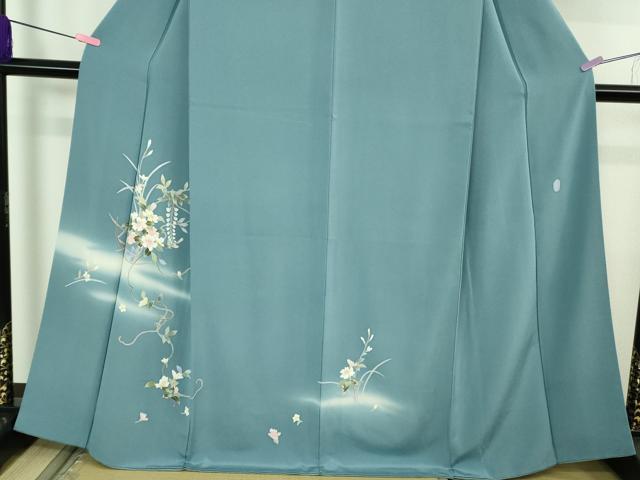 平和屋着物●極上　本加賀友禅作家　南克治　訪問着　草花文　暈し染め　薄花色地　逸品　DZAB4398kh6_3
