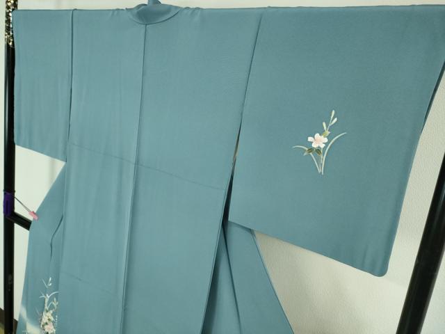 平和屋着物●極上　本加賀友禅作家　南克治　訪問着　草花文　暈し染め　薄花色地　逸品　DZAB4398kh6_2