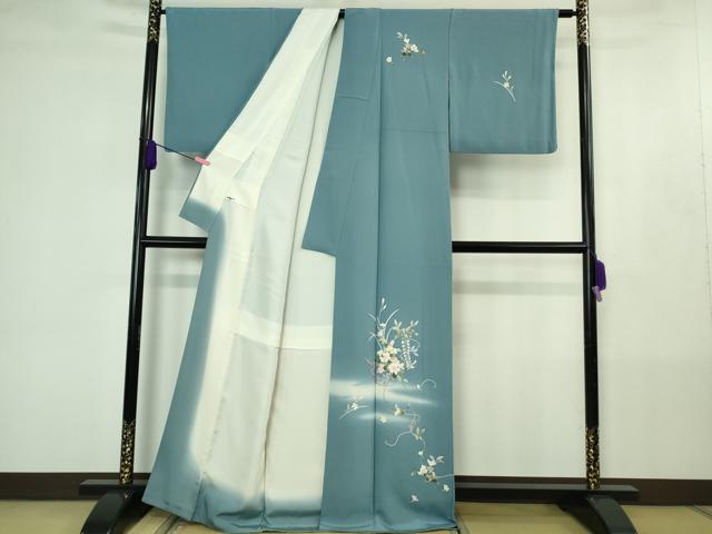 平和屋着物●極上　本加賀友禅作家　南克治　訪問着　草花文　暈し染め　薄花色地　逸品　DZAB4398kh6_1