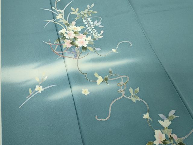 平和屋着物●極上　本加賀友禅作家　南克治　訪問着　草花文　暈し染め　薄花色地　逸品　DZAB4398kh6_4