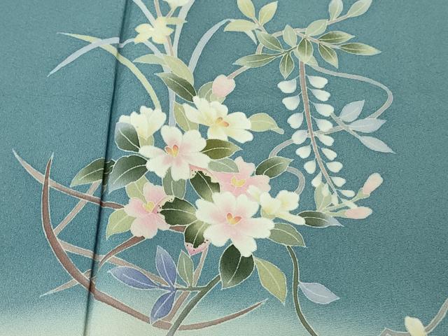 平和屋着物●極上　本加賀友禅作家　南克治　訪問着　草花文　暈し染め　薄花色地　逸品　DZAB4398kh6_5