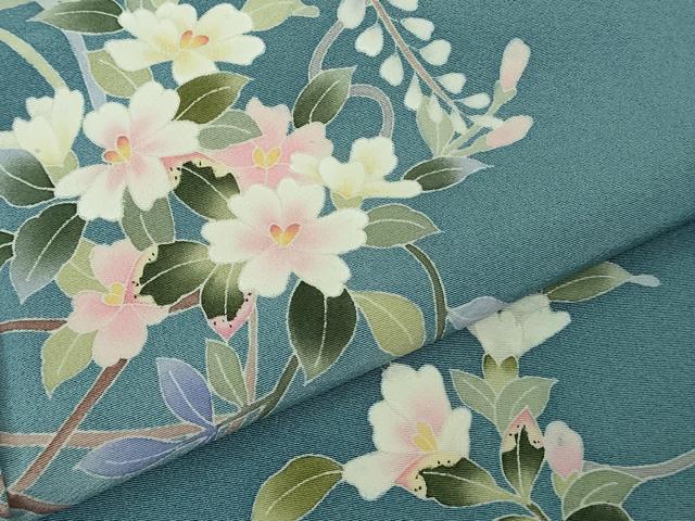 平和屋着物●極上　本加賀友禅作家　南克治　訪問着　草花文　暈し染め　薄花色地　逸品　DZAB4398kh6_6