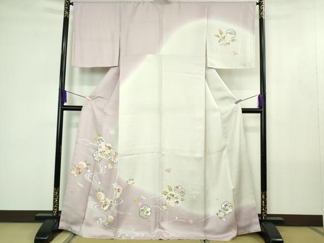 平和屋本店●極上　訪問着　雪輪流水花文　暈し染め　逸品　未使用　DZAB4412kh6