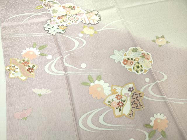 平和屋本店●極上　訪問着　雪輪流水花文　暈し染め　逸品　未使用　DZAB4412kh6_4