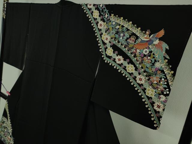 平和屋本店●極上　訪問着　鳳凰更紗花文　黒地　金彩　逸品　DZAB4416kh6_2