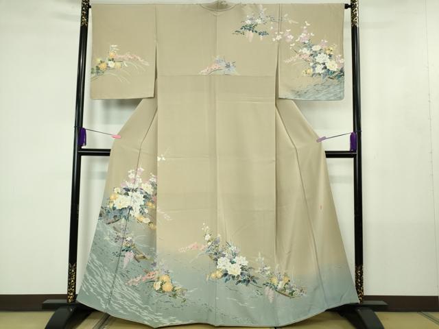 平和屋着物●極上　訪問着　友禅　作家物　花舟　練色地　暈し染め　逸品　DZAB4417kh6