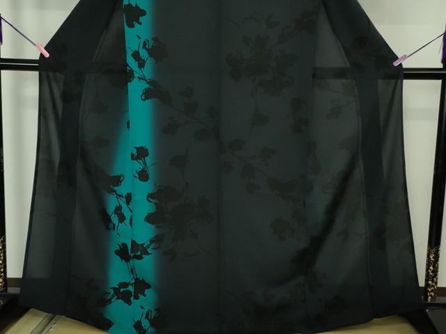 平和屋本店＊極上　夏物　訪問着　紗　枝花シルエット　百入茶色地　逸品　DZAB4430kh6_3