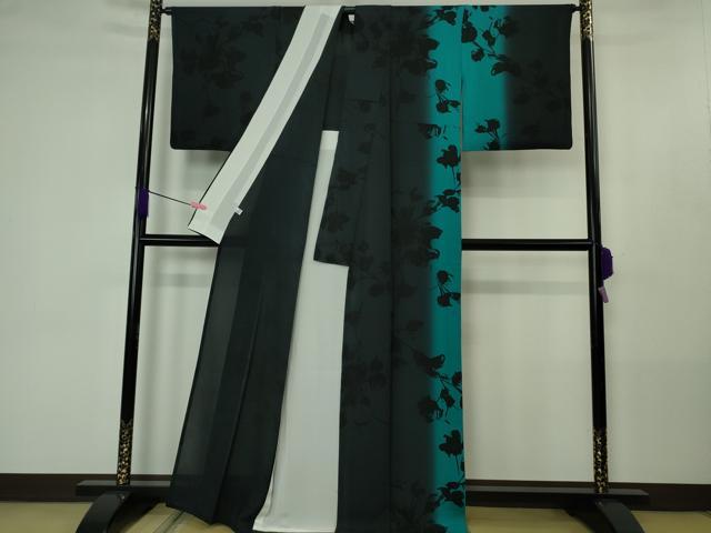 平和屋本店＊極上　夏物　訪問着　紗　枝花シルエット　百入茶色地　逸品　DZAB4430kh6 平和屋本店＊極上 夏物 訪問着 紗 枝花シルエット 百入茶色地 逸品