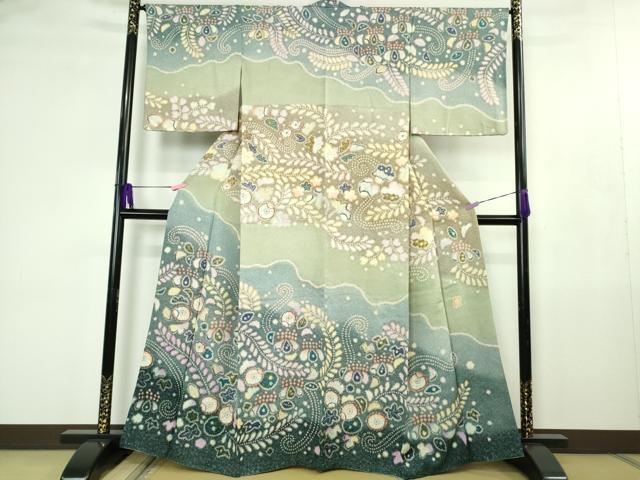 平和屋着物●極上　梅原虎峰　幻の辻が花　訪問着　暈し染め　銀通し地　逸品　DZAB4490kh6