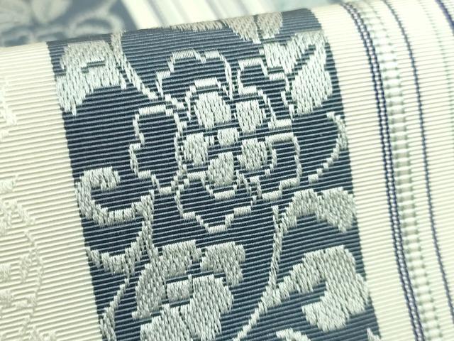 平和屋着物●極上　博多織人 黒木織物 本場筑前博多帯　八寸名古屋帯　葡萄唐草間道　遊彩　博多金ラベル　証紙付き　逸品　DZAB4504kh6_4