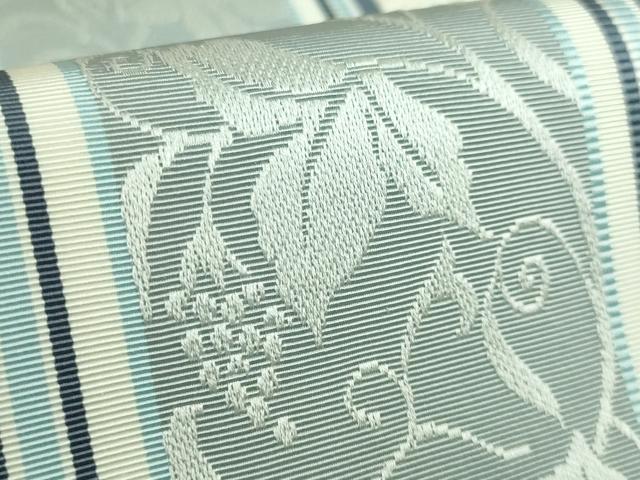 平和屋着物●極上　博多織人 黒木織物 本場筑前博多帯　八寸名古屋帯　葡萄唐草間道　遊彩　博多金ラベル　証紙付き　逸品　DZAB4504kh6_6