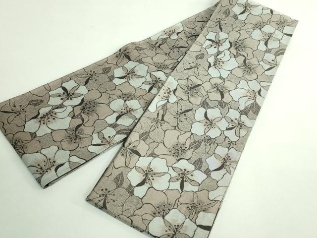 平和屋着物●極上　両面　半幅帯　花尽し　縞　逸品　DZAB4534kh6_1