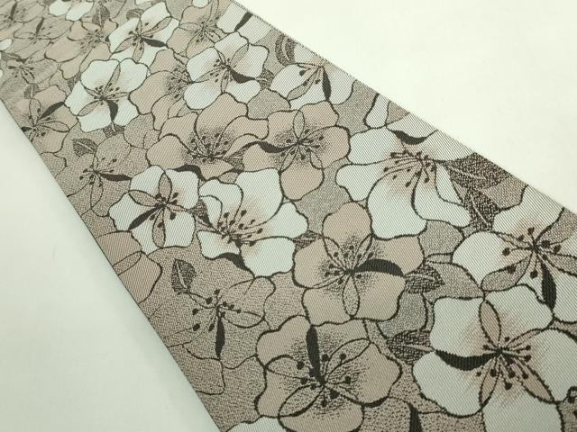 平和屋着物●極上　両面　半幅帯　花尽し　縞　逸品　DZAB4534kh6_2