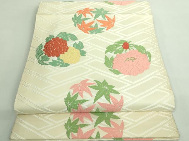 平和屋着物●極上　俵屋　人間国宝　喜多川平朗 有職織物　六通柄袋帯　唐織　花丸文　逸品　DZAB4550kh6