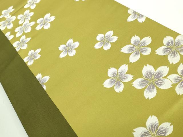平和屋着物●極上　世界的人形師　辻村寿三郎　ジュサブロー　六通柄袋帯　舞桜　青朽葉色地　金銀糸　逸品　DZAB4559kh6_1