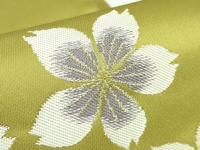 平和屋着物●極上　世界的人形師　辻村寿三郎　ジュサブロー　六通柄袋帯　舞桜　青朽葉色地　金銀糸　逸品　DZAB4559kh6_3