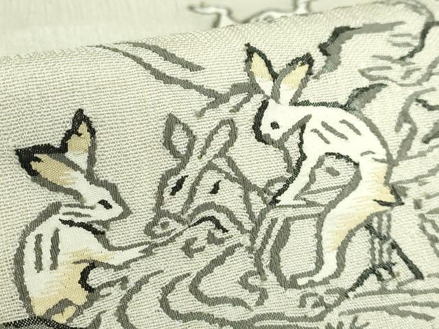 平和屋本店＊極上　夏物　太鼓柄袋帯　鳥獣戯画　金糸　ますいわ屋扱い　逸品　DZAB4600kh6 平和屋本店＊極上 夏物 太鼓柄袋帯 鳥獣戯画 金糸 ますいわ屋扱い 逸品