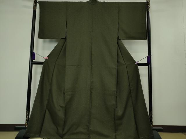 平和屋本店●極上　紋屋井関　御寮織　お召　鳳凰桐笹地紋　色無地　仙斉茶色　染の近江謹製　逸品　未使用　DZAB4601kh6_1