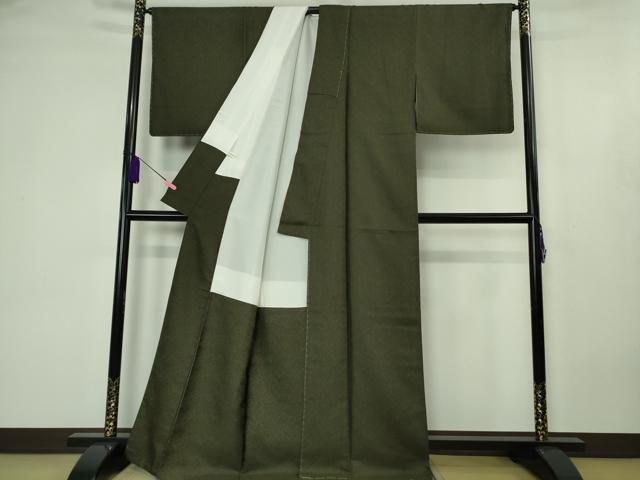 平和屋本店●極上　紋屋井関　御寮織　お召　鳳凰桐笹地紋　色無地　仙斉茶色　染の近江謹製　逸品　未使用　DZAB4601kh6_2