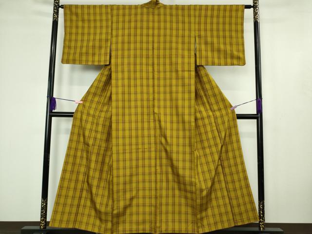 平和屋着物●極上　本場黄八丈　綾織　紬　格子　逸品　DZAB4624kh6 楽天市場】平和屋本店□極上 山下八百子 本場黄八丈 市松綾織 紬 逸品