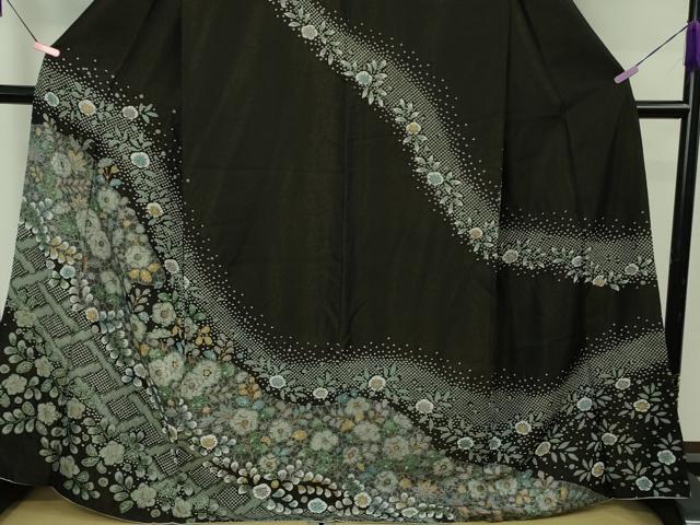 平和屋本店●極上　訪問着　辻が花　黒地　金彩　金通し地　逸品　DZAB4684kh6_3