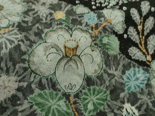 平和屋本店●極上　訪問着　辻が花　黒地　金彩　金通し地　逸品　DZAB4684kh6_7