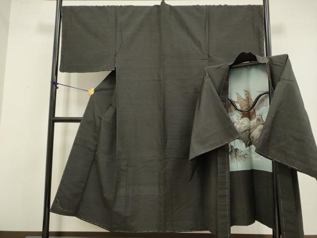 平和屋着物●極上　男性　紬　アンサンブル　キングサイズ　羽裏・鷹　濃い檳榔子染色　逸品　未使用　DZAB4703kh6 38,025円