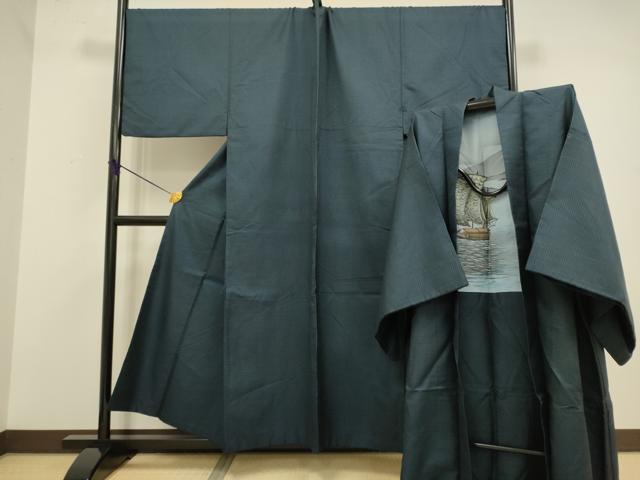 平和屋着物●極上　男性　本場大島紬　アンサンブル　キングサイズ　長羽織　100亀甲　総詰め　逸品　DZAB4731kh6