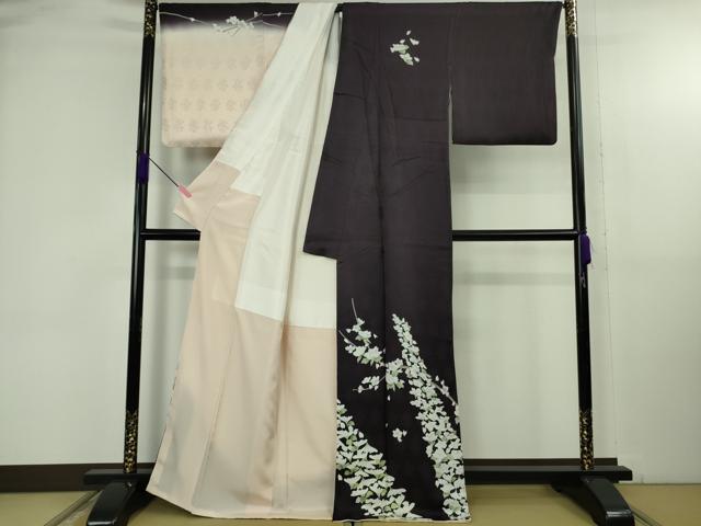 平和屋本店●極上　訪問着　友禅　枝花文　暈し染め　逸品　DZAB4745kh6 平和屋本店□極上 本加賀友禅作家 茶谷孝志 訪問着 枝花文 暈し染め 砥