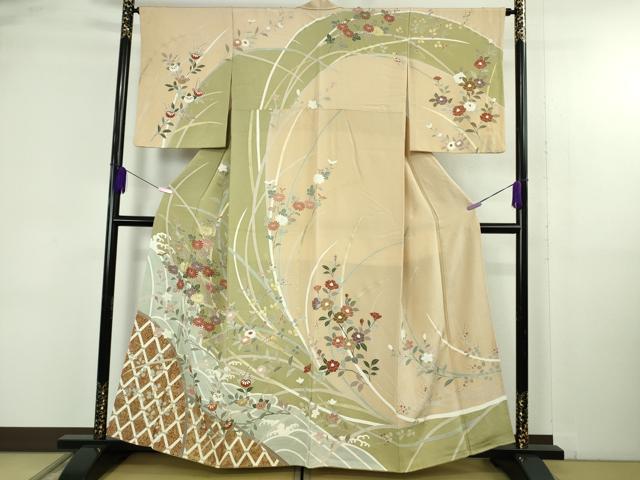 平和屋着物＊夏物 九寸名古屋帯 枝花文 銀糸 正絹 逸品 DABA0726cm