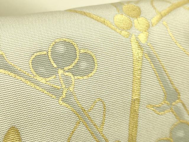 平和屋着物●極上　塩瀬　九寸名古屋帯　刺繍　南天枝葉文　金彩　逸品　DZAB4795kh6_3