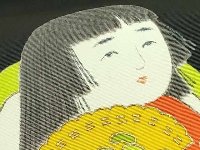 平和屋本店●極上　銀座　志ま亀　塩瀬　九寸名古屋帯　かぐや姫　黒地　金彩　たとう紙付き　逸品　DZAB4809kh6_4