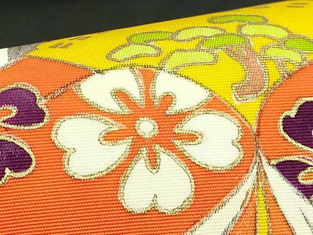 平和屋本店●極上　銀座　志ま亀　塩瀬　九寸名古屋帯　かぐや姫　黒地　金彩　たとう紙付き　逸品　DZAB4809kh6_5