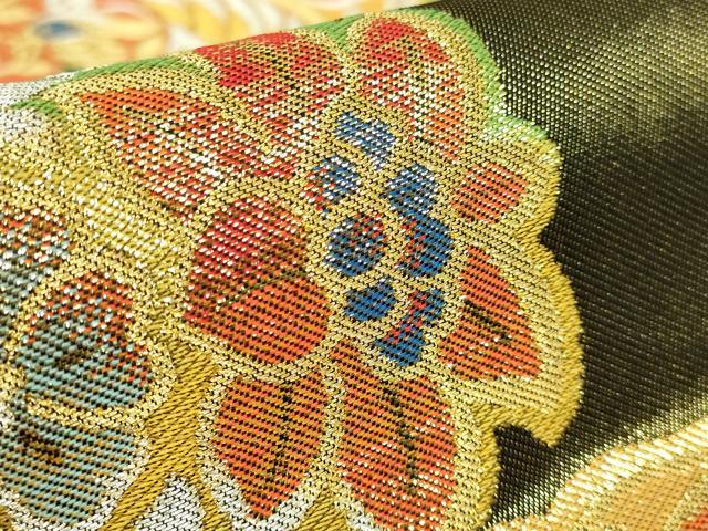 平和屋着物●極上　西陣　川島織物　六通柄　本袋帯　鳳凰花文　黒地　金銀糸　逸品　DZAB4832kh6_5