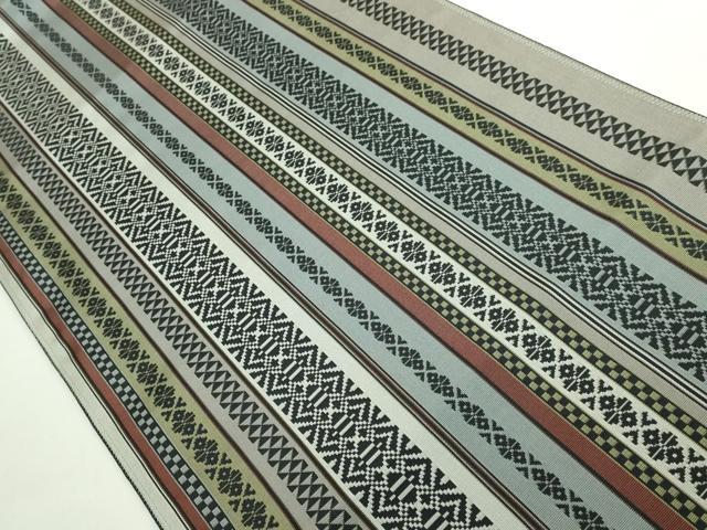 平和屋着物●極上　本場筑前博多織　八寸名古屋帯　風通献上　松装織物　博多金ラベル　証紙付き　逸品　未使用　DZAB4836kh6_2