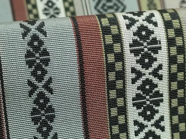 平和屋着物●極上　本場筑前博多織　八寸名古屋帯　風通献上　松装織物　博多金ラベル　証紙付き　逸品　未使用　DZAB4836kh6_5