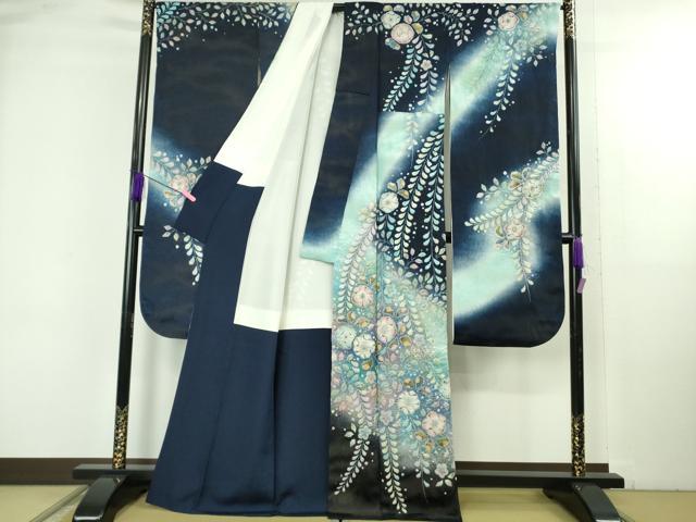 平和屋本店●極上　越後十日町の一流染匠　桐屋・翠山工房　振袖　辻が花　暈し染め　銀通し地　逸品　DZAB4858kh6_1