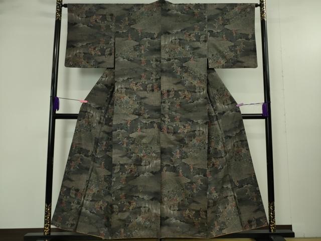 平和屋着物○極上 都喜ヱ門 本場大島紬 9マルキ 泥染 元禄舞姿 藤絹