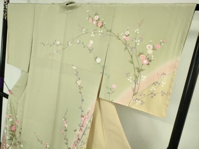 平和屋着物●極上　京加賀友禅　百貫達雄　訪問着　枝花文　暈し染め　逸品　DZAB4903kh6_2