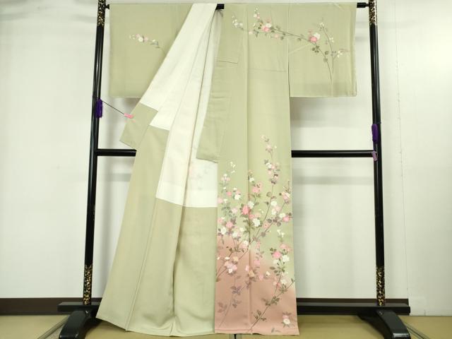 平和屋着物●極上　京加賀友禅　百貫達雄　訪問着　枝花文　暈し染め　逸品　DZAB4903kh6_1