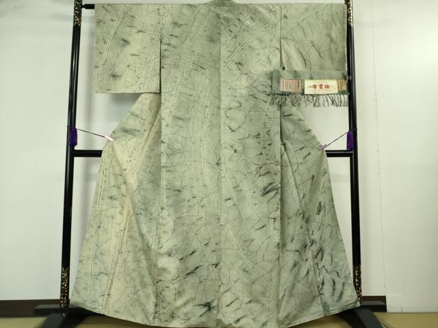 平和屋本店●極上　石川県指定無形文化財 牛首紬 白山工房 手織り 現代の名工 京友禅 村田道宣 訪問着 証紙付き 逸品 未使用　DZAB4916kh6