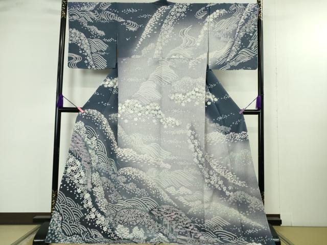 平和屋着物●極上　訪問着　立波笹花文　暈し染め　ロング丈　逸品　新品　DZAB4948kh6