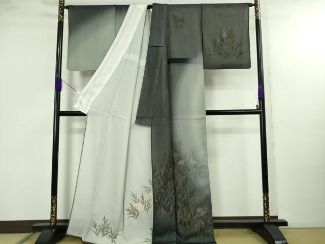 平和屋本店●極上　訪問着　無双　紗袷　紗×絽　白鷺　暈し染め　金彩　逸品　DZAB4977kh6_1