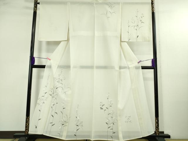 平和屋本店＊極上　夏物　訪問着　紗紬　枝花文　象牙色地　逸品　未使用　DZAB4986kh6