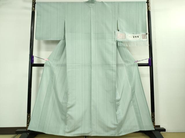 平和屋本店＊極上　夏物　石川県指定無形文化財　夏牛首紬　白山工房　手織り　縞　証紙付き　逸品　DZAB4992kh6_1