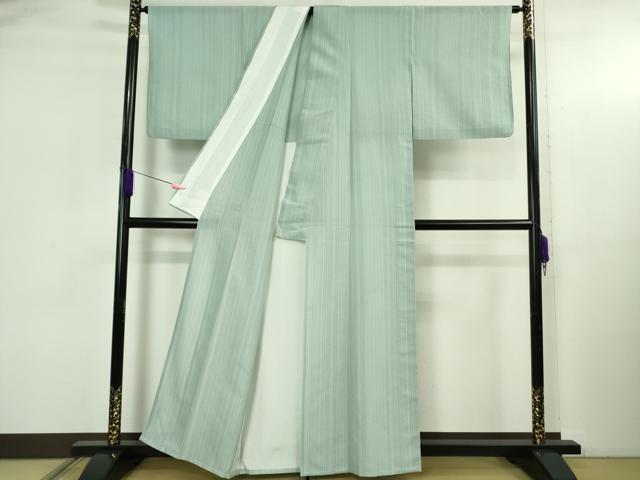 平和屋本店＊極上　夏物　石川県指定無形文化財　夏牛首紬　白山工房　手織り　縞　証紙付き　逸品　DZAB4992kh6_2