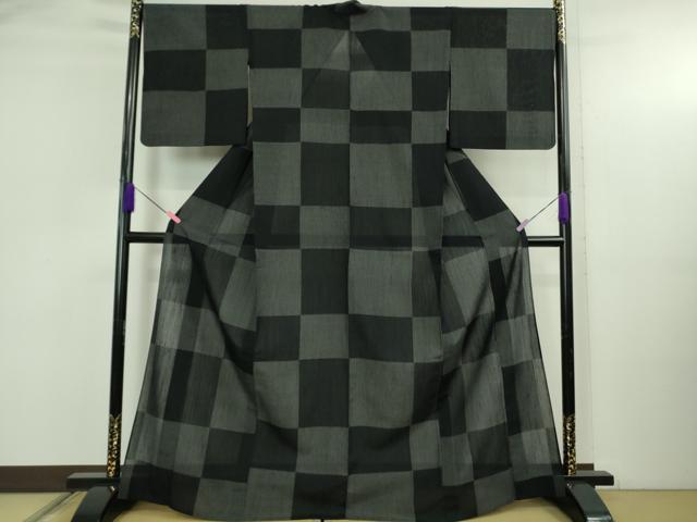 平和屋本店＊極上　夏物　結城紬　夏結城　100亀甲　市松文様　逸品　DZAB4996kh6